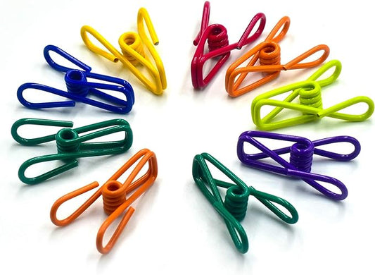 10-Pack Colorful Anti-Slip Multi-Purpose Metal Chip Clips – Spring Clamp Design, Strong Grip, Versatile Use for Kitchen, Office, Travel & Picnic